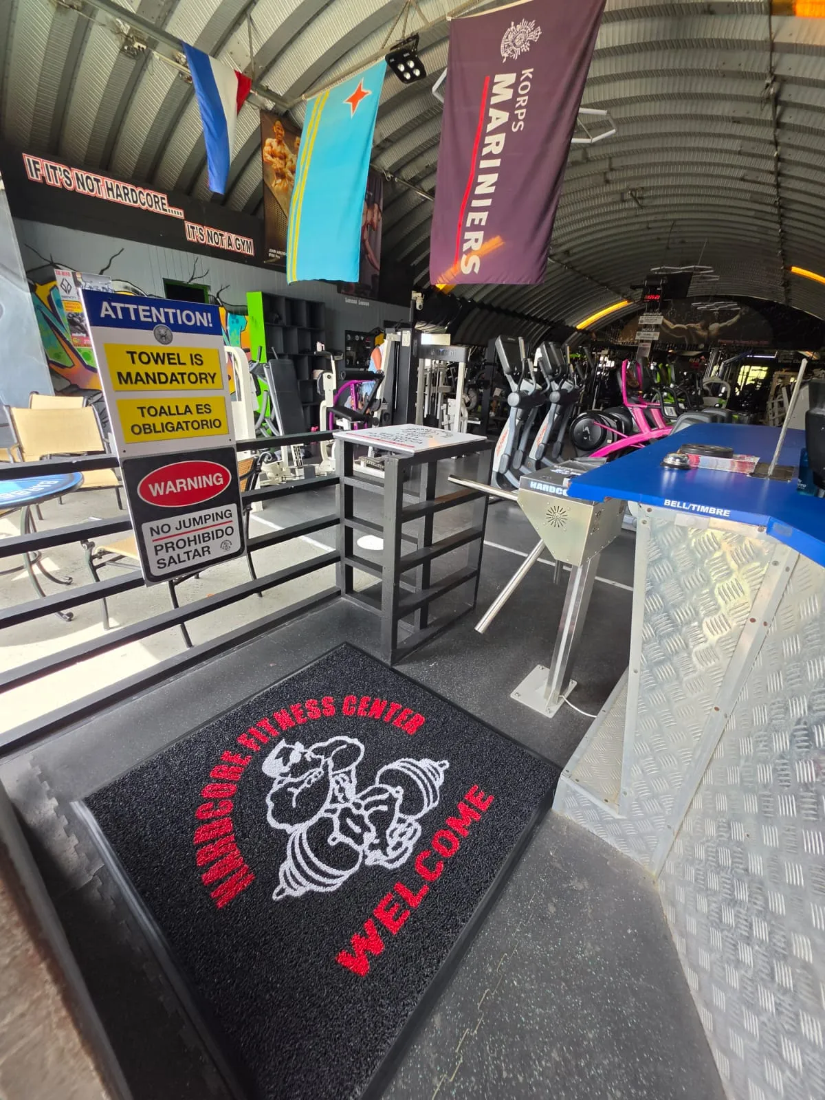 Hardcore Fitness Center custom welcome mat in Aruba