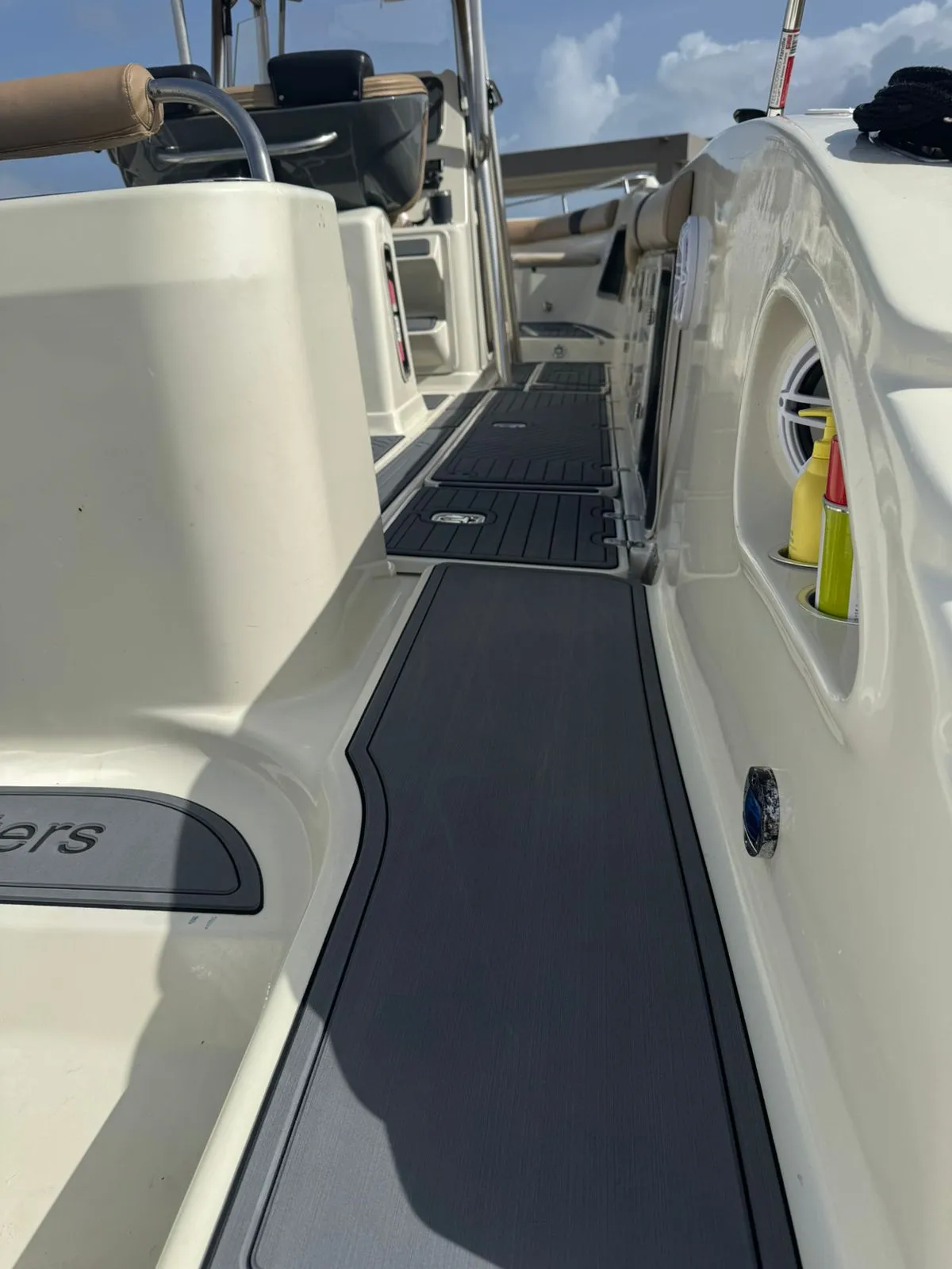 Non-slip grey EVA walkway on a boat deck